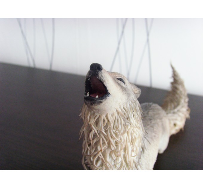 Handmade Wolf statue - fantasy One-of-a-kind figurine