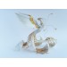 Handmade Gold and wite phoenix Statue bird made of air clay. White and gold bird