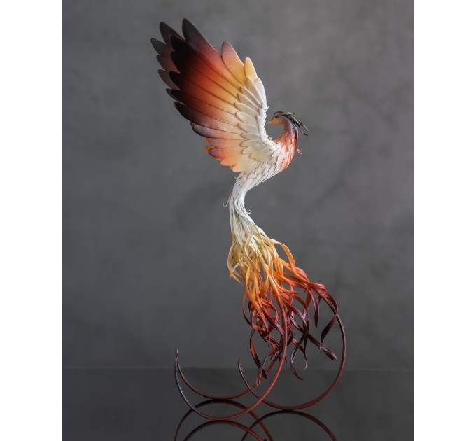 Handmade Phoenix Statue bird made of air clay.