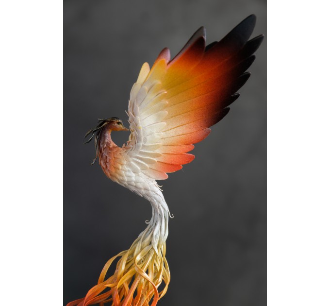 Handmade Phoenix Statue bird made of air clay.
