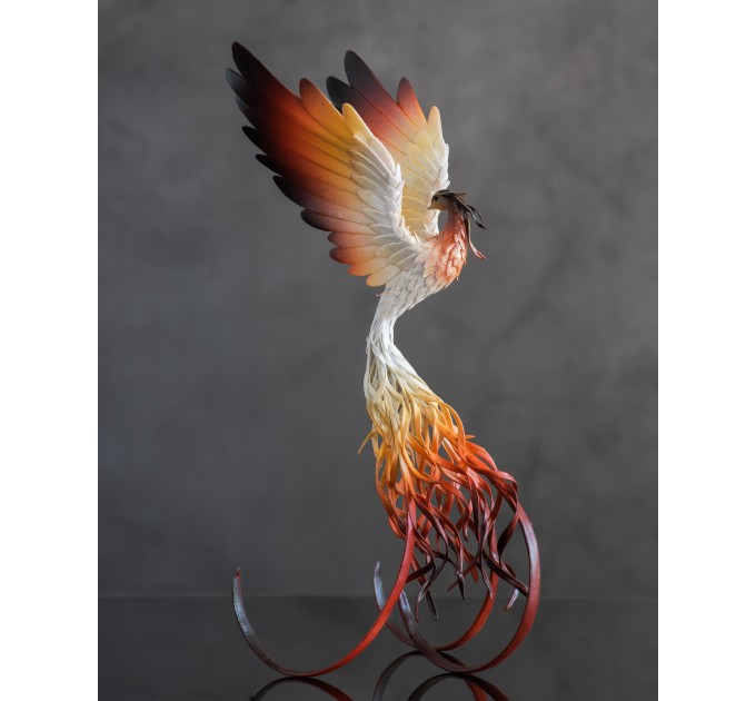Handmade Phoenix Statue bird made of air clay.