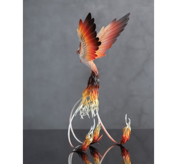 Handmade Phoenix Statue bird made of air clay. Fire bird