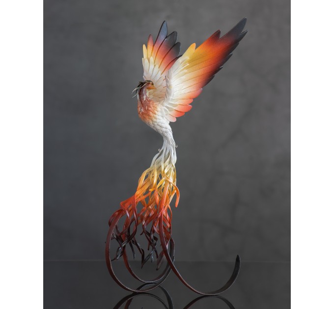 Handmade Phoenix Statue bird made of air clay.