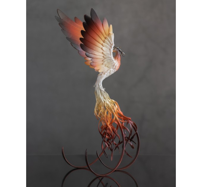 Handmade Phoenix Statue bird made of air clay.