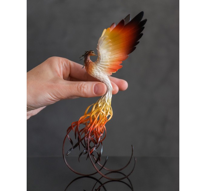 Handmade Phoenix Statue bird made of air clay.