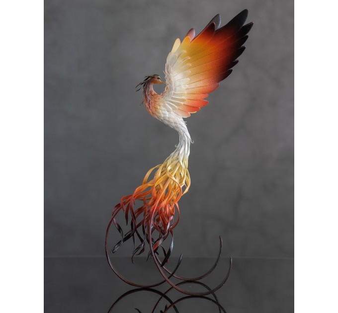 Handmade Phoenix Statue bird made of air clay.