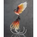 Handmade Phoenix Statue bird made of air clay. Fire bird