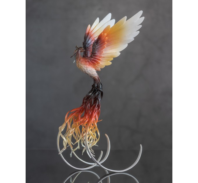 Handmade Phoenix Statue bird made of air clay. Fire bird
