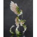 Handmade Phoenix Statue bird made of clay. Pink and green bird