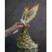 Handmade White Phoenix Statue bird made of air clay. Fantasy OOAK