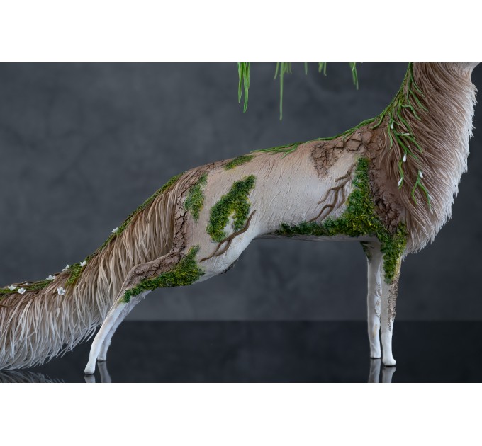 Handmade White stag statue, handmade One-of-a-kind 