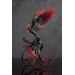 Handmade Phoenix Statue bird made of air clay. Black and red bird