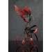 Handmade Phoenix Statue bird made of air clay. Black and red bird