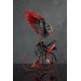 Handmade Phoenix Statue bird made of air clay. Black and red bird