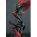 Handmade Phoenix Statue bird made of air clay. Black and red bird