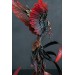 Handmade Phoenix Statue bird made of air clay. Black and red bird