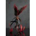 Handmade Phoenix Statue bird made of air clay. Black and red bird