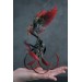 Handmade Phoenix Statue bird made of air clay. Black and red bird