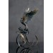 Handmade Phoenix Statue bird made of air clay. Black and white bird