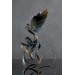 Handmade Phoenix Statue bird made of air clay. Black and white bird