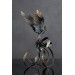 Handmade Phoenix Statue bird made of air clay. Black and white bird
