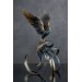 Handmade Phoenix Statue bird made of air clay. Black and white bird