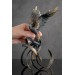 Handmade Phoenix Statue bird made of air clay. Black and white bird