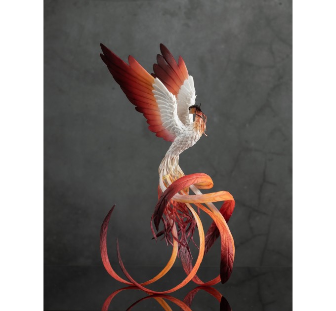 Handmade Phoenix Statue bird made of air clay. Fire bird