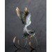 Handmade Phoenix Statue bird made of air clay. Black and white bird