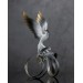 Handmade Phoenix Statue bird made of air clay. Black and white bird