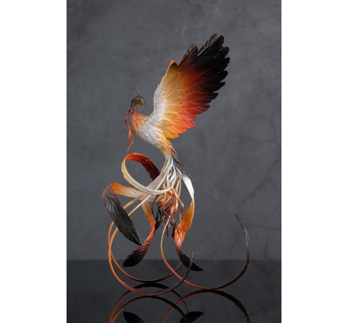 Handmade Phoenix Statue bird made of air clay. Fire bird