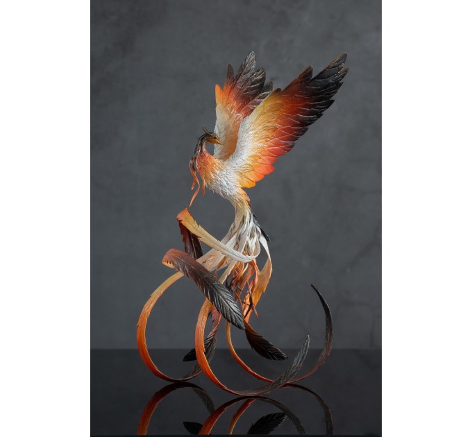 Handmade Phoenix Statue bird made of air clay. Fire bird