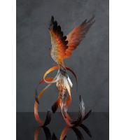 Handmade Phoenix Statue bird made of air clay. Fire bird
