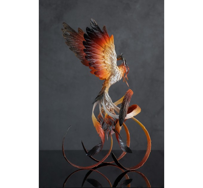 Handmade Phoenix Statue bird made of air clay. Fire bird