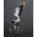 Handmade Phoenix Statue bird made of air clay. Black and white bird