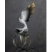 Handmade Phoenix Statue bird made of air clay. Black and white bird