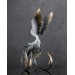 Handmade Phoenix Statue bird made of air clay. Black and white bird