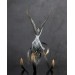 Handmade Phoenix Statue bird made of air clay. Black and white bird