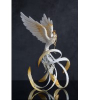 Handmade Phoenix Statue bird made of air clay. White and gold bird