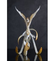 Handmade Phoenix Statue bird made of air clay. White and gold bird