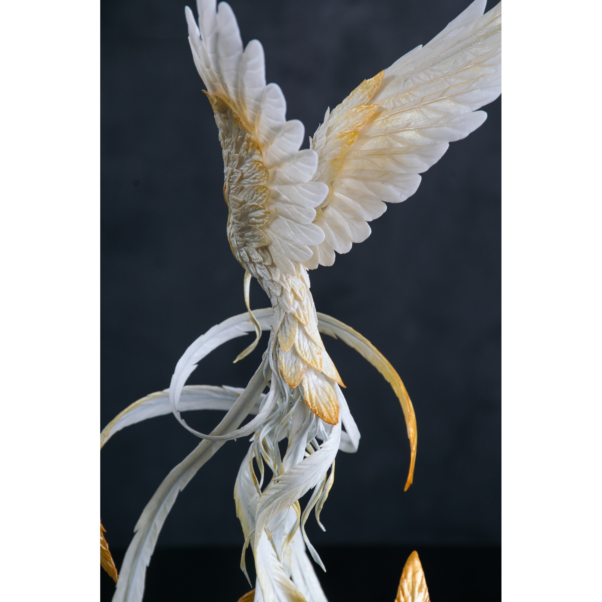 Collectible Handmade Phoenix Statue bird. White and gold bird