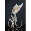 Handmade Phoenix Statue bird made of air clay. White bird