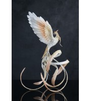 Handmade Phoenix Statue bird made of air clay. White bird