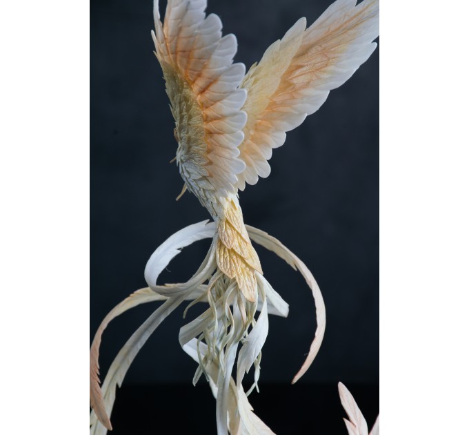 Handmade Phoenix Statue bird made of air clay. White bird