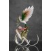 Handmade Phoenix Statue bird made of clay. Pink and green bird