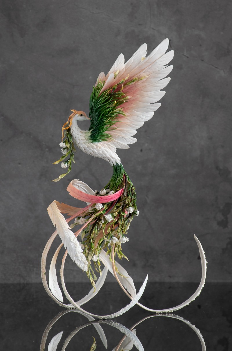 White phoenix statue bird by handmade 