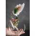 Handmade Phoenix Statue bird made of clay. Pink and green bird