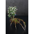 Handmade spider sculpture with lilies made of air clay