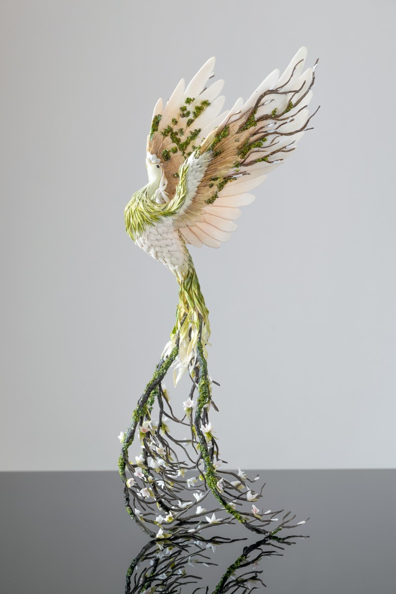 Forest Phoenix statue with air clay by handmade 