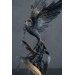 Handmade Phoenix Statue bird made of air clay. Black and gold bird